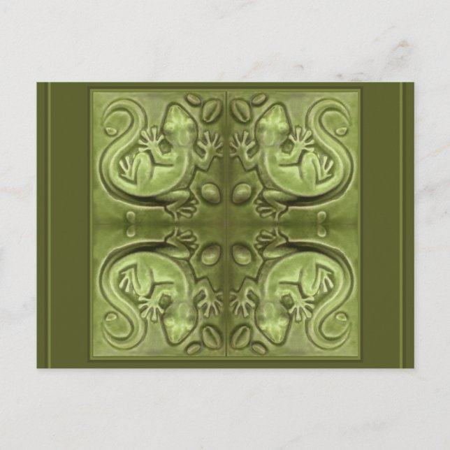 Good Fortune Lizard Tiles Postkarte (Vorderseite)