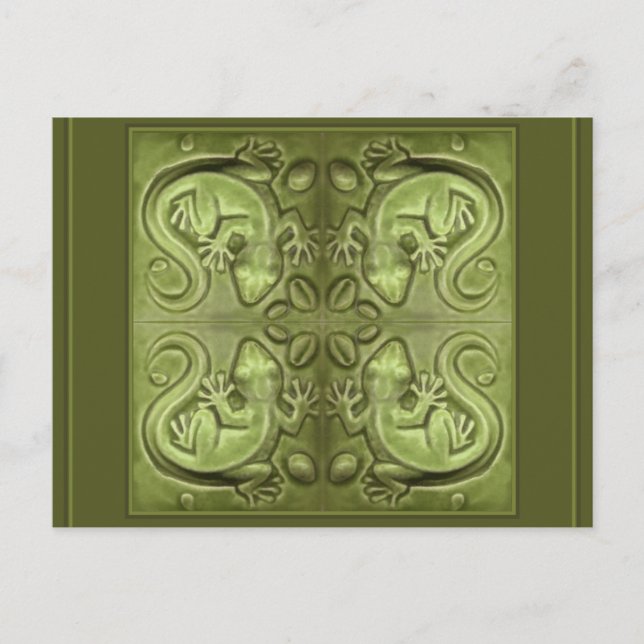 Good Fortune Lizard Tiles Postkarte (Vorderseite)