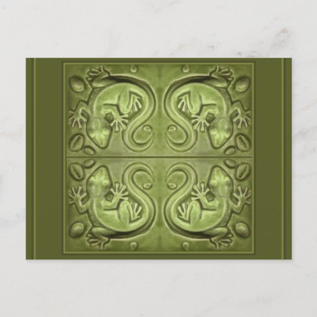Good Fortune Lizard Tiles Postkarte (Vorderseite)
