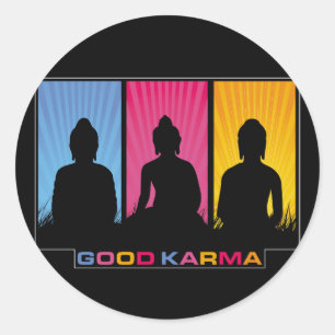 Good Karma Buddhas Runder Aufkleber