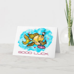 GOOD LUCK Beverly Hills Fish cute funny comic Karte