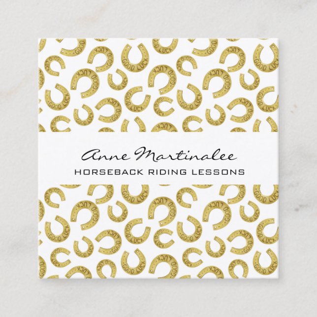 Good Luck Horseshoe Carré Carte de visite (Devant)