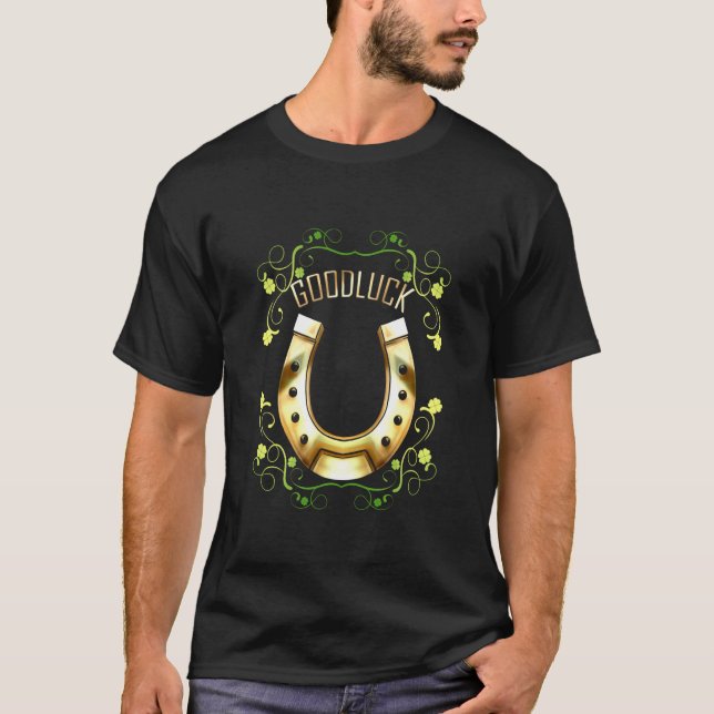 Good Luck With A Golden Horseshoe For Irish St Pat T-Shirt (Vorderseite)