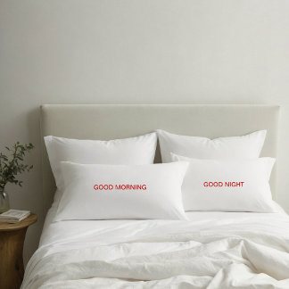Good Morning and Good Night Red Text Pillowcases Kissenbezug