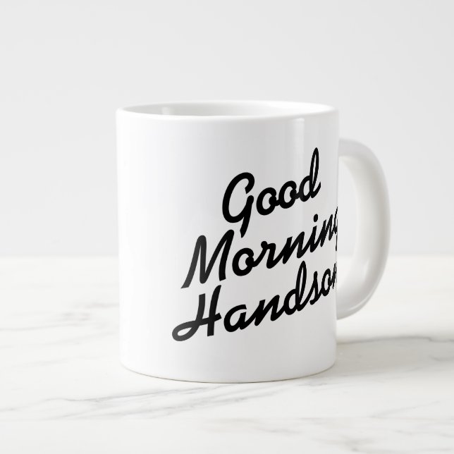 Good Morning Belle tasse de jumbo noir et blanc (Devant droit)