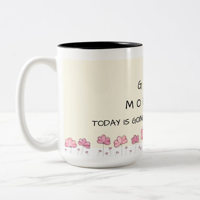 Good morning floral mug - pink flower - motivation zweifarbige tasse (Links)