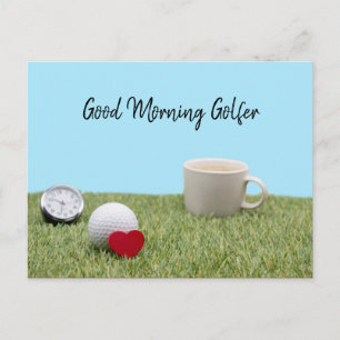 Good Morning golfer avec balle de golf et carte ca