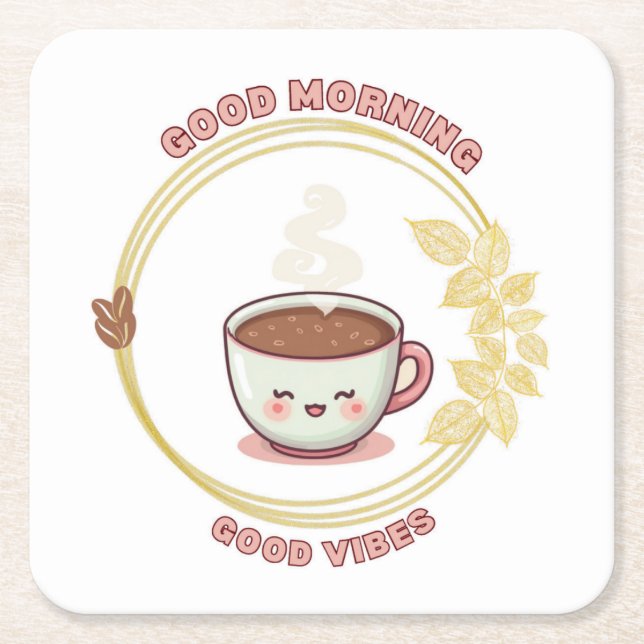 Good morning Good Vibes Coaster Rechteckiger Pappuntersetzer (Vorderseite)