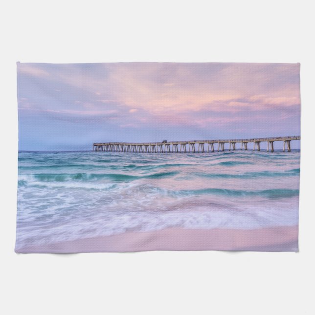 Good Morning Navarre Beach Pier Geschirrtuch (Horizontal)