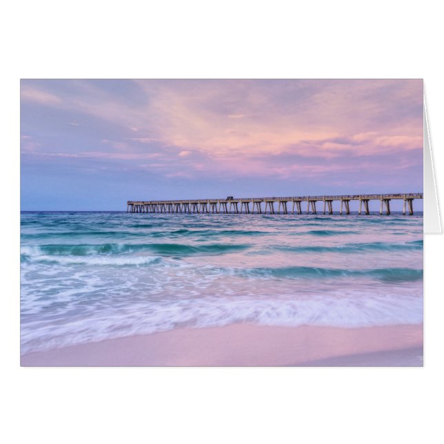 Good Morning Navarre Beach Pier Grußkarte (Vorderseite (Horizontal))