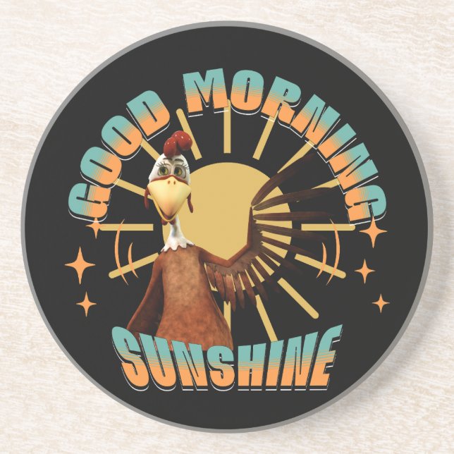 Good Morning Sunshine Funny Rooster Getränkeuntersetzer (Vorne)