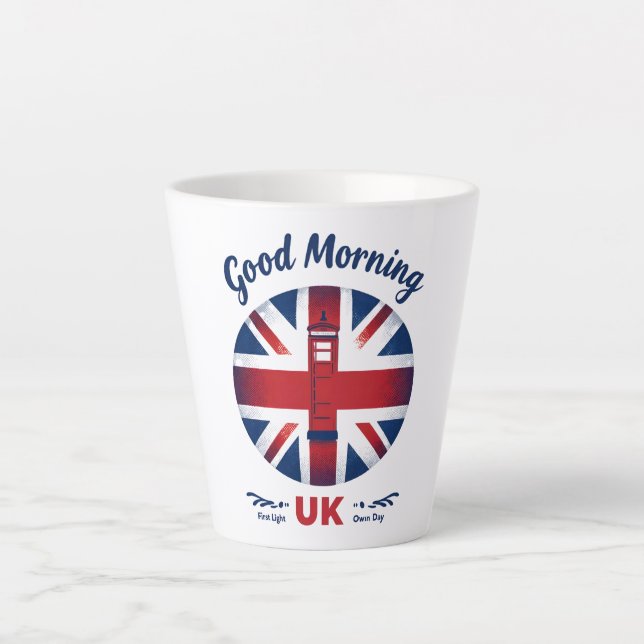 Good Morning UK - Union Jack & London Phone Box Milchtasse (Vorderseite)