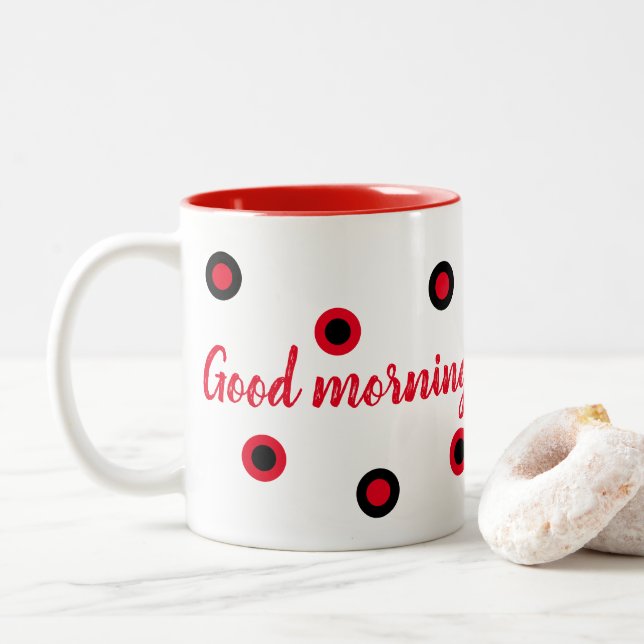 Good Morning Zweifarbige Tasse (Mit Donut)