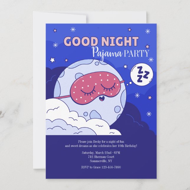 Good Night Pajama Party Einladung (Vorderseite)
