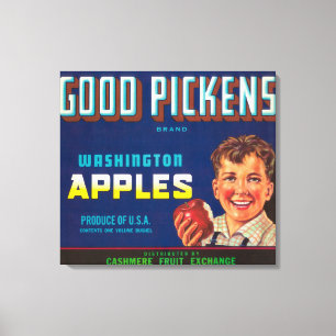 Good Pickens Apple Label - Cashmere, WA Leinwanddruck