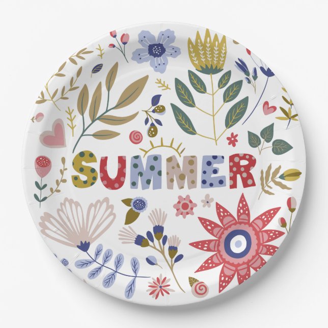 Good School, Hello Summer und Blume Pappteller (Vorderseite)