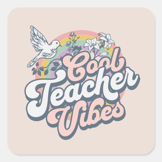 Good Teacher Vibes Quadratischer Aufkleber (Vorderseite)