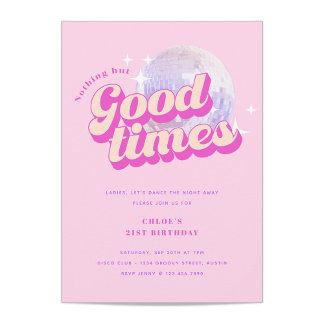 Good Times Groovy Pink Geburtstagsparty Einladung