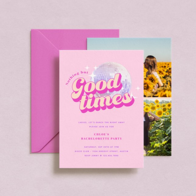 Good Times Groovy Pink Junggeselinnen-Abschied Einladung (Von Creator hochgeladen)