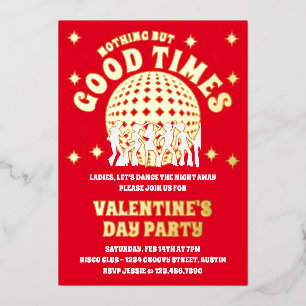 Good Times Groovy Red Valentine's Day Party Foto Folieneinladung