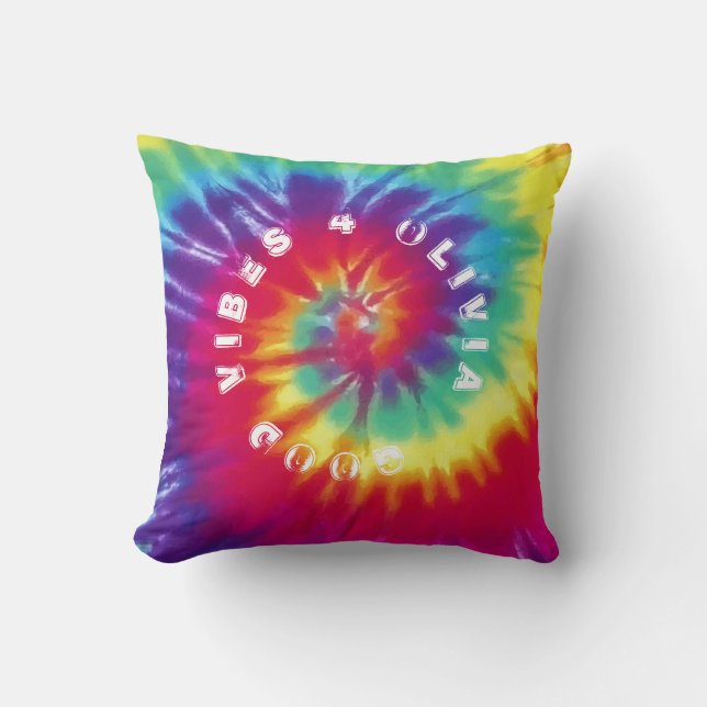 "Good Vibes 4 You" Individuelle Name Rainbow Gefär Kissen (Vorderseite)