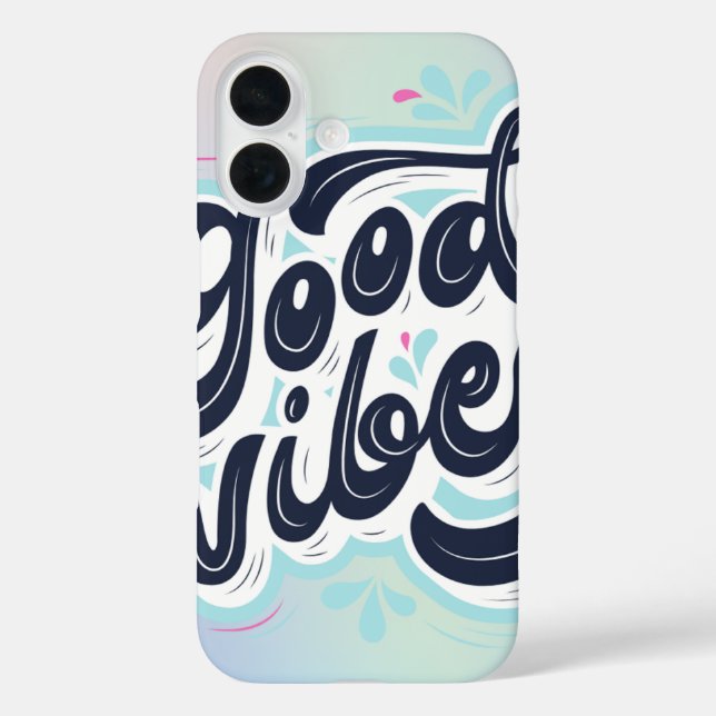 Good Vibes Aesthetic Handwritten Typography Phone  iPhone 16 Hülle (Rückseite)