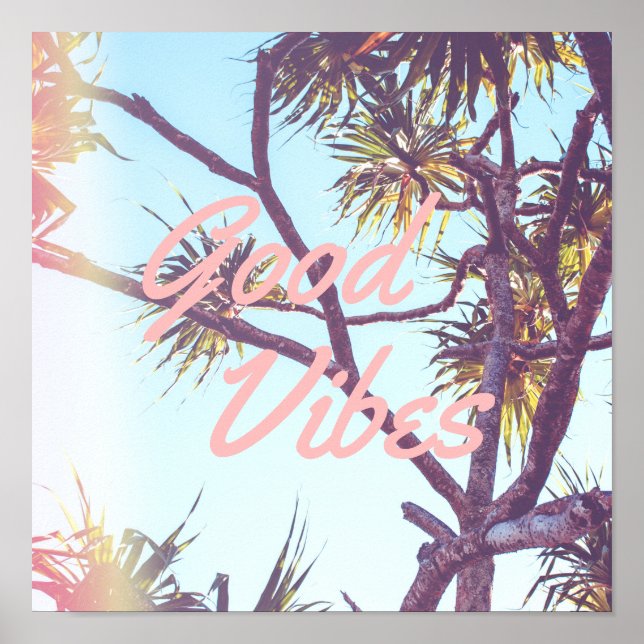 Good Vibes - Arbre tropicale rétro | Poster (Devant)