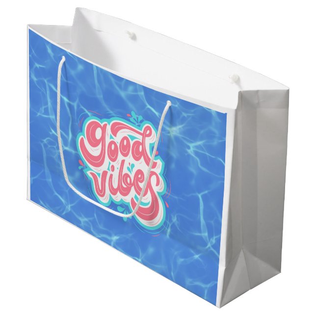 Good Vibes Beach/Pool Große Geschenktüte (Vorderseite Schrägansicht)