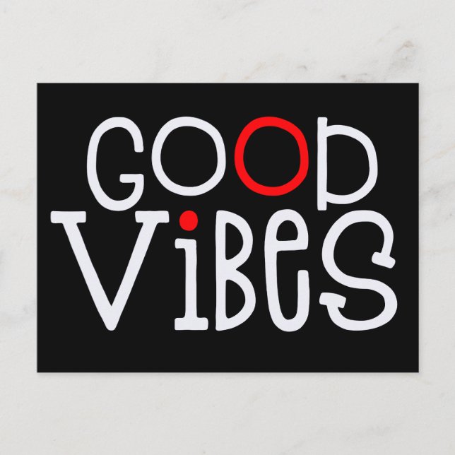 Good Vibes Bold Typografie Positive White Red Postkarte (Vorderseite)