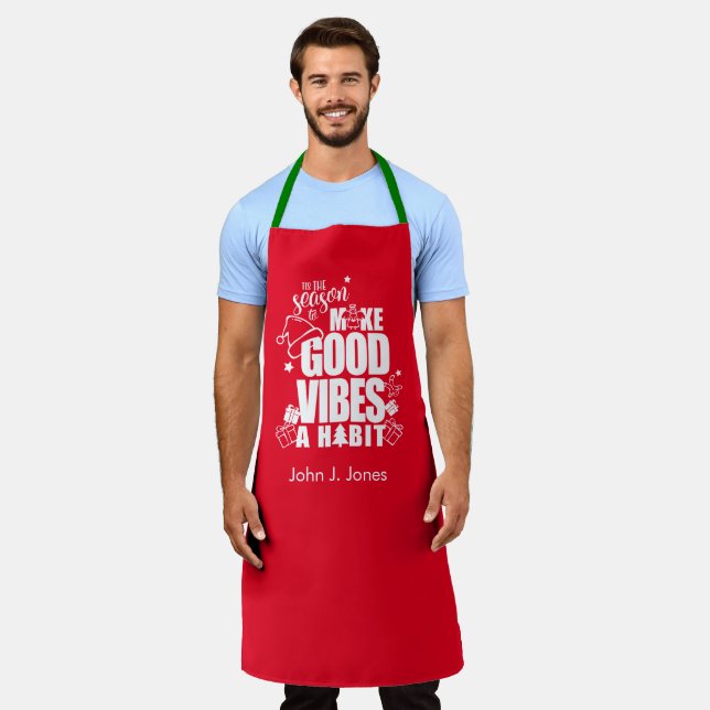 Good Vibes Christmas | Elegante Weihnachts-Schürze Schürze (Getragen)