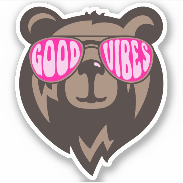 Good Vibes Funny Bear Stickers Aufkleber (Vorderseite)