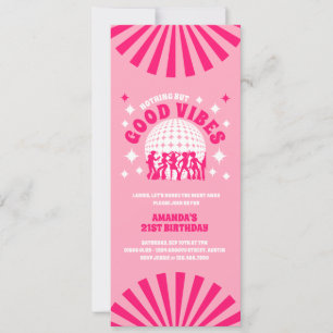 Good Vibes Groovy Pink Geburtstagsparty Einladung