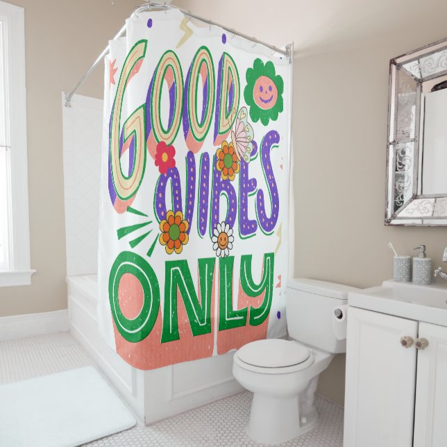 Good Vibes Illustration Typografy Duschvorhang (Beispiel)