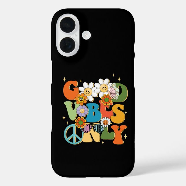 Good Vibes Illustration Typografy iPhone 16 Hülle (Rückseite)