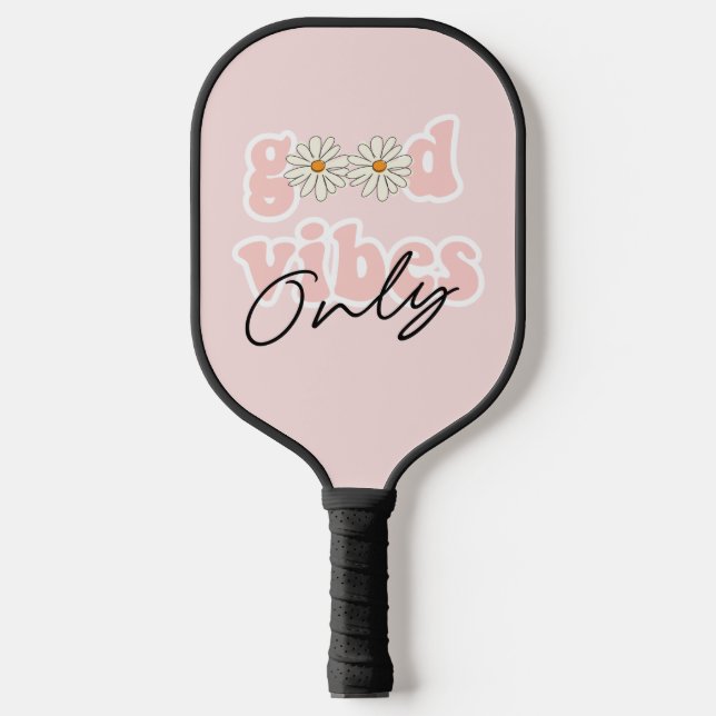 Good Vibes nur 70er Hippie Slogan Pickleball Schläger (Vorderseite)