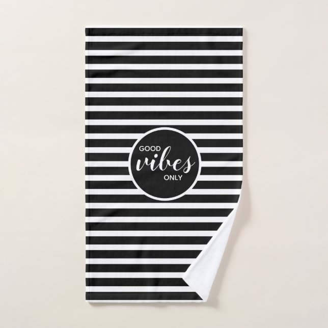 Good Vibes nur Schwarz-weiße Typografie Übung Handtuch (Handtuch)