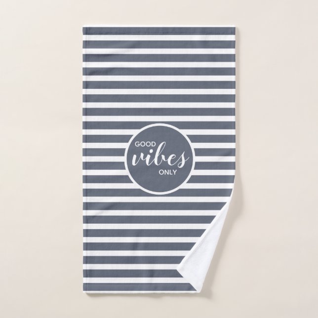 Good Vibes Only Blue White Typografy Übung Handtuch (Handtuch)