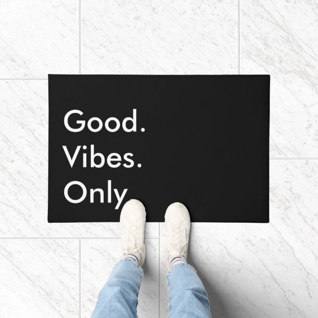 Good. Vibes. Only. Customizable Black And White Fußmatte (Indoor)