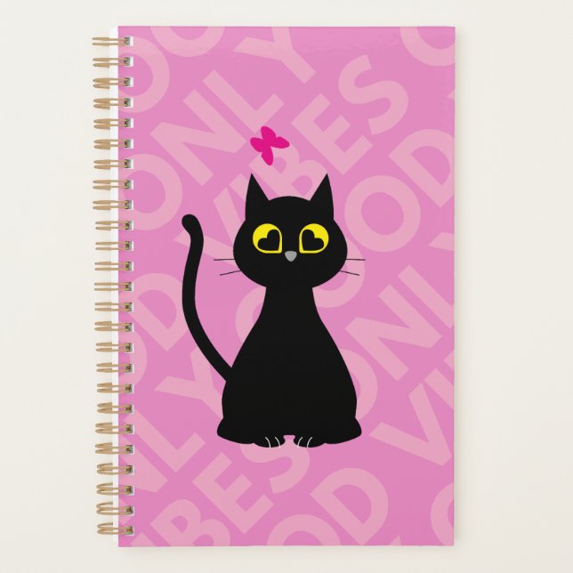 GOOD VIBES ONLY! - Funny Cat Planner Planer (Vorderseite)