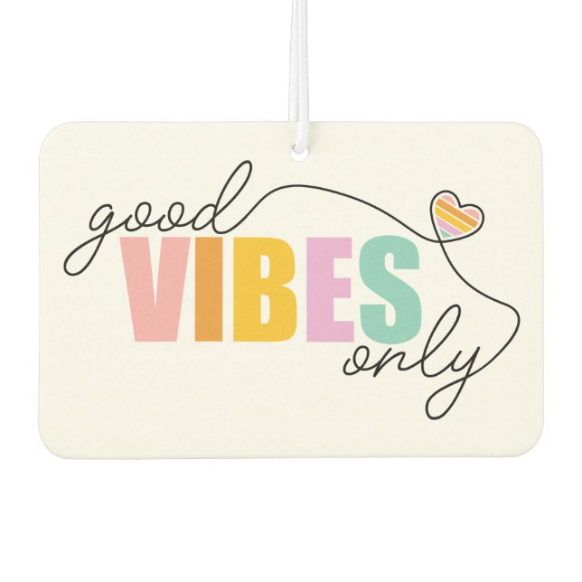 Good Vibes Only Rainbow Heart Autolufterfrischer (Vorderseite)