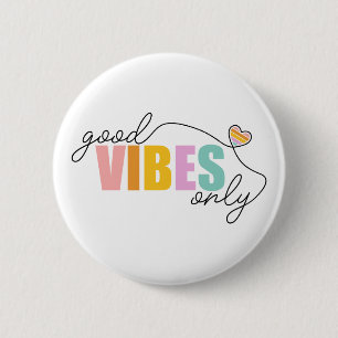 Good Vibes Only Rainbow Heart Button