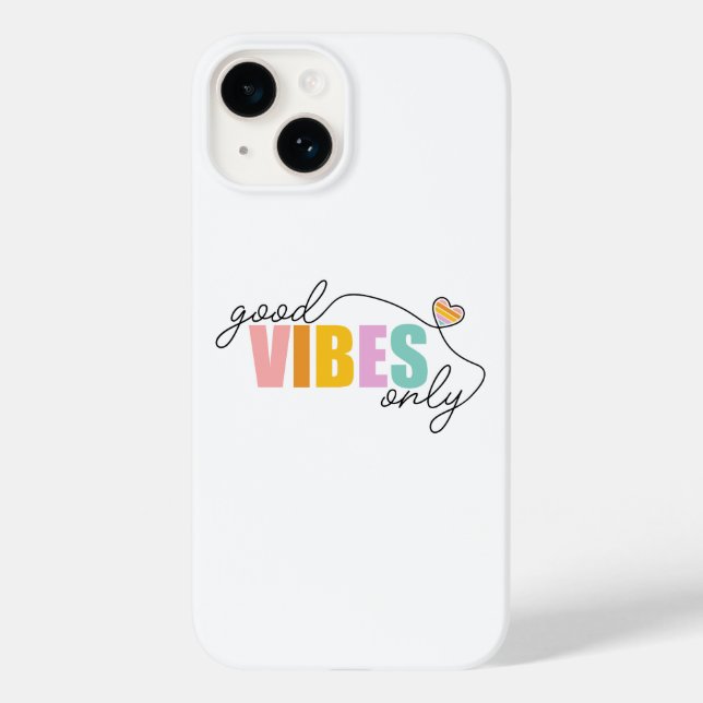 Good Vibes Only Rainbow Heart Case-Mate iPhone 14 Hülle (Rückseite)
