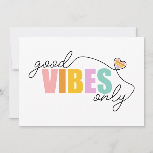 Good Vibes Only Rainbow Heart Karte (Vorderseite)