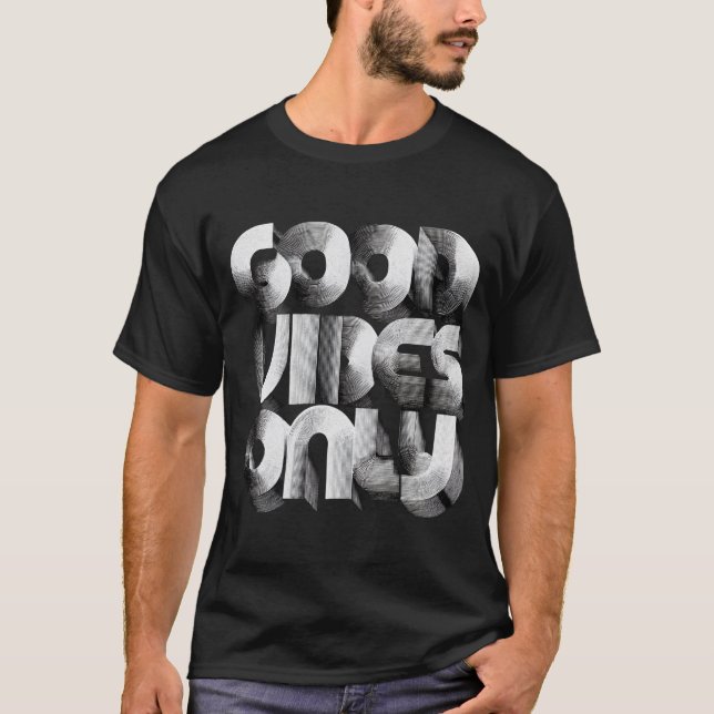 Good Vibes Only – Retro 3D Line Typography T-Shirt (Vorderseite)
