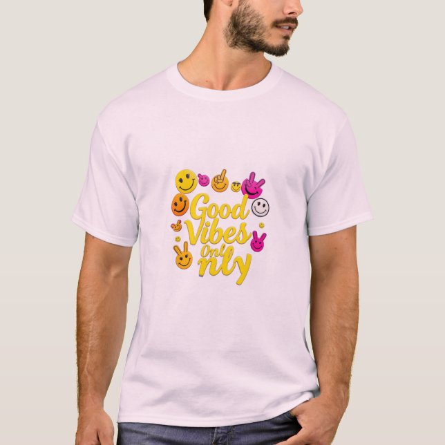 Good Vibes Only Retro Typography Design T-Shirt (Vorderseite)