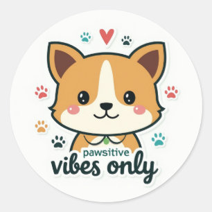 Good Vibes Paw Runder Aufkleber