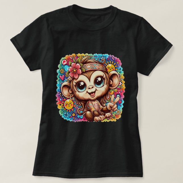 Good Vibes Peace Monkey Women's Tee (Design vorne)