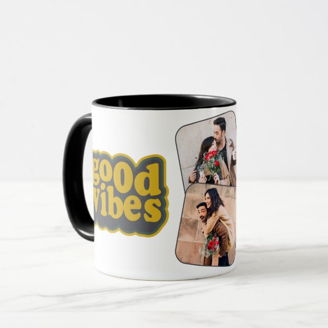 Good Vibes - Personalisiert 2 Foto Kaffee Tasse (Vorderseite Links)