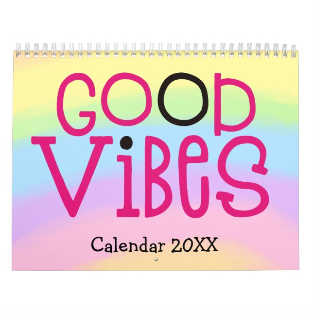 Good Vibes Positive QuoteTypografie Rainbow 2022 Kalender (Titelbild)