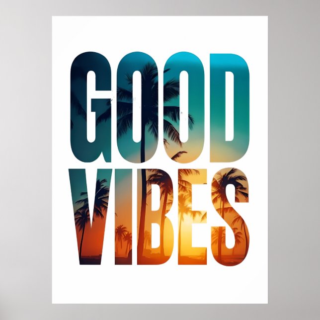 Good Vibes Poster - Tropical Sunset Typografy (Vorne)
